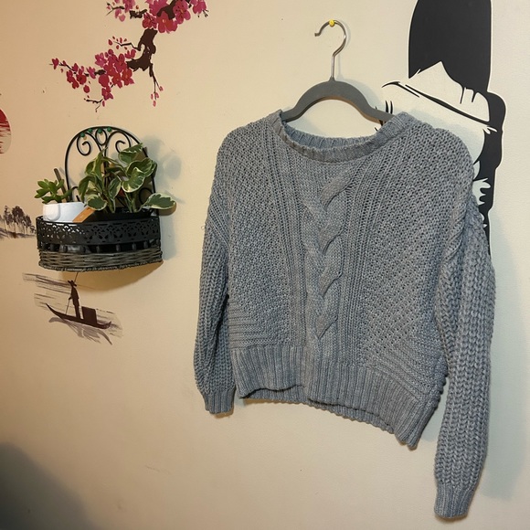 Grey Garage Cropped Sweater - Picture 2 of 7